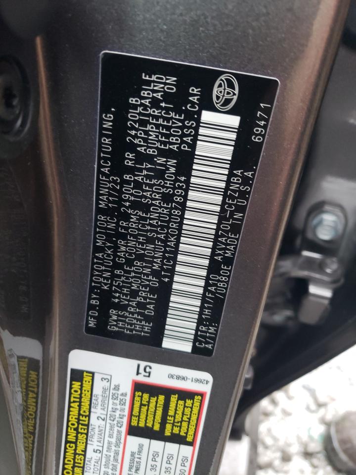 2024 TOYOTA CAMRY LE VIN:4T1C11AK0RU878934