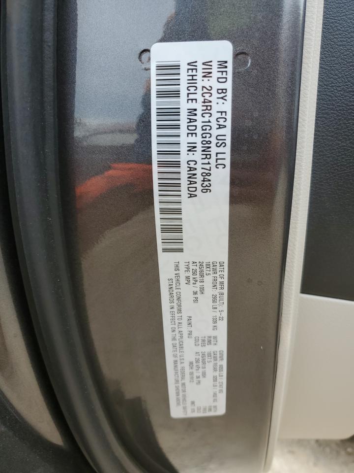 2022 CHRYSLER PACIFICA LIMITED VIN:2C4RC1GG8NR178436