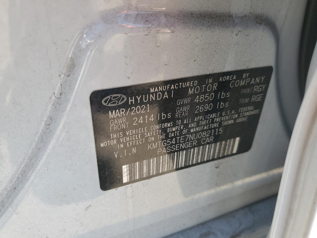 2022 GENESIS G70 BASE VIN:KMTG54TE7NU082115