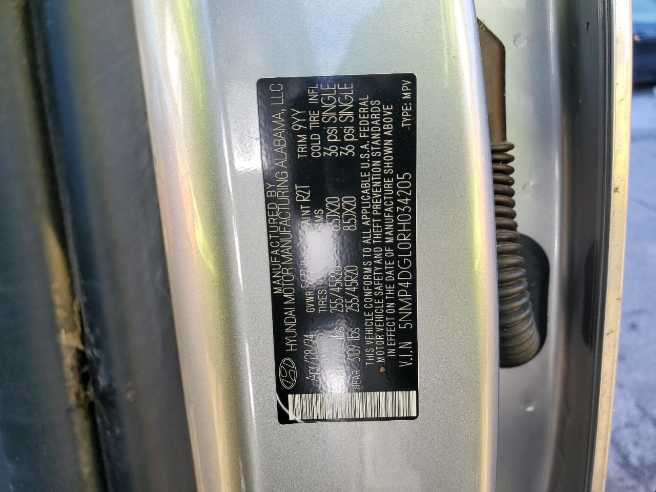 2024 HYUNDAI SANTA FE LIMITED VIN:3GYFNDEY8BS644417