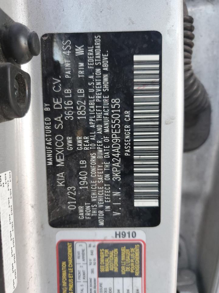 2023 KIA RIO LX VIN:3KPA24AD9PE550158