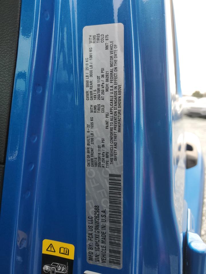 2022 JEEP WRANGLER UNLIMITED SAHARA VIN:1C4HJXEG9NW262988