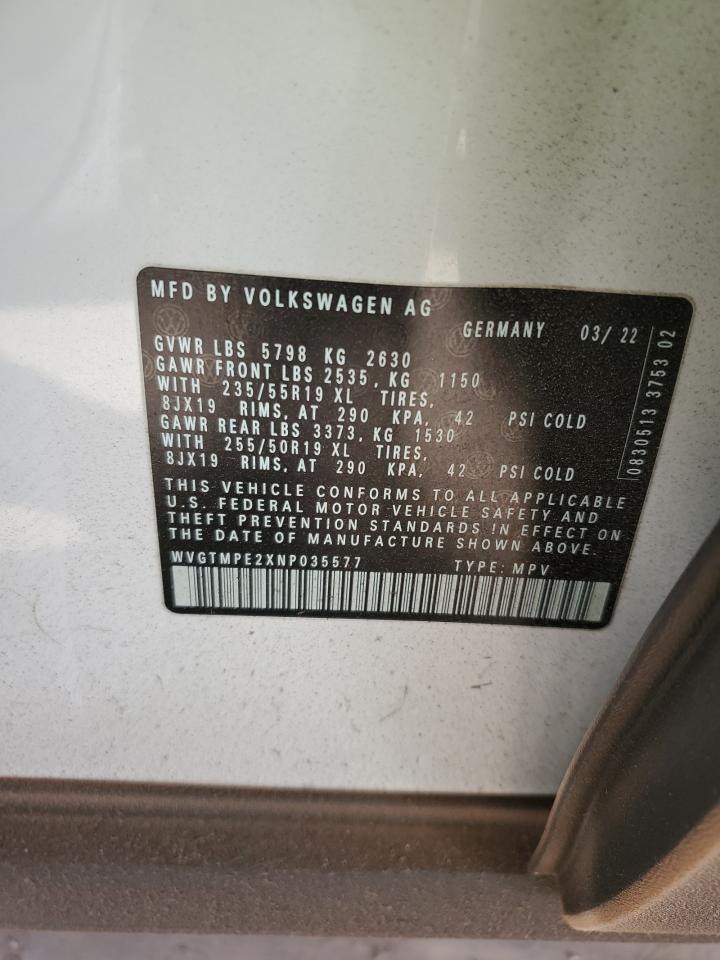 2022 VOLKSWAGEN ID.4 PRO S VIN:WVGTMPE2XNP035577