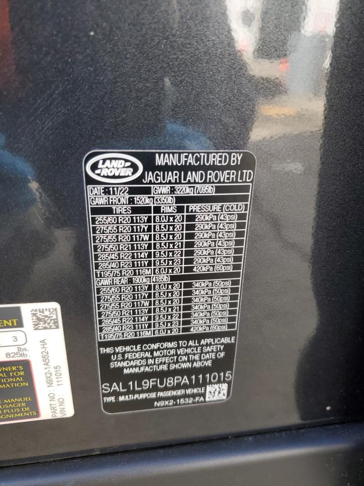 2023 LAND ROVER RANGE ROVER SPORT DYNAMIC SE VIN:SAL1L9FU8PA111015