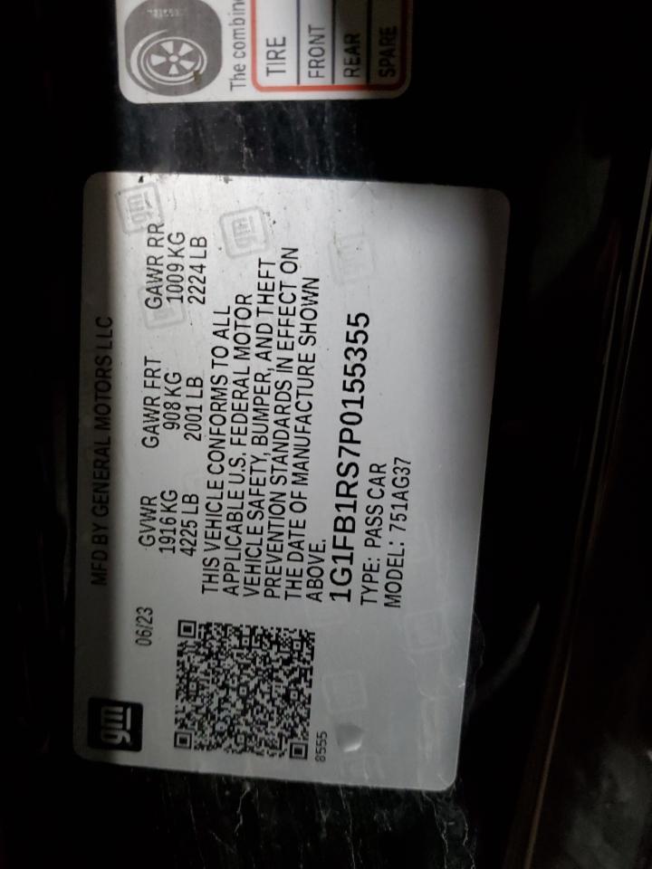 2023 CHEVROLET CAMARO LS VIN:1G1FB1RS7P0155355