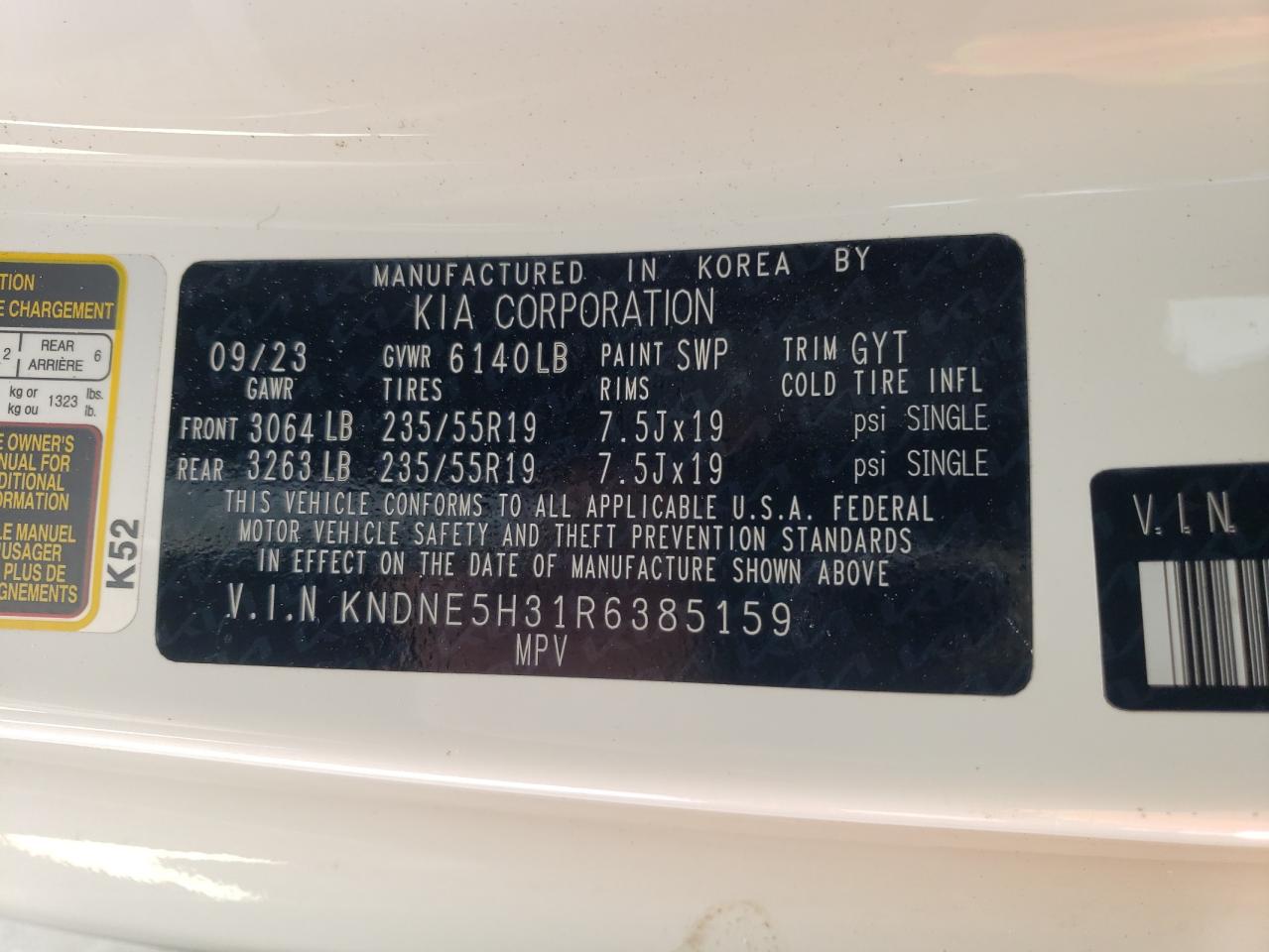 2024 KIA CARNIVAL SX VIN:KNDNE5H31R6385159