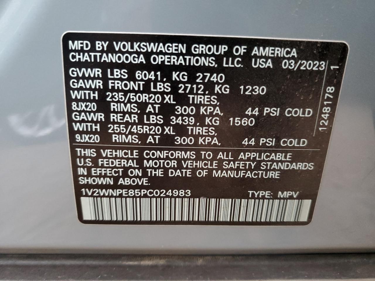 2023 VOLKSWAGEN ID.4 PRO S VIN:1V2WNPE85PC024983