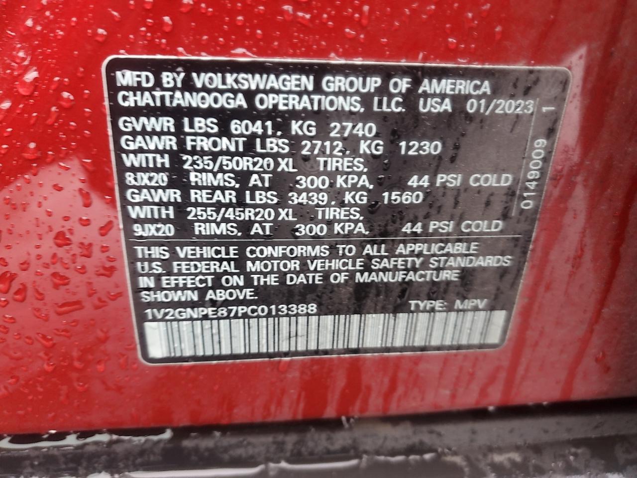 2023 VOLKSWAGEN ID.4 PRO S VIN:1V2GNPE87PC013388