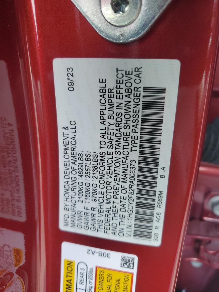 2024 HONDA ACCORD TOURING HYBRID VIN:1HGCY2F82RA006373