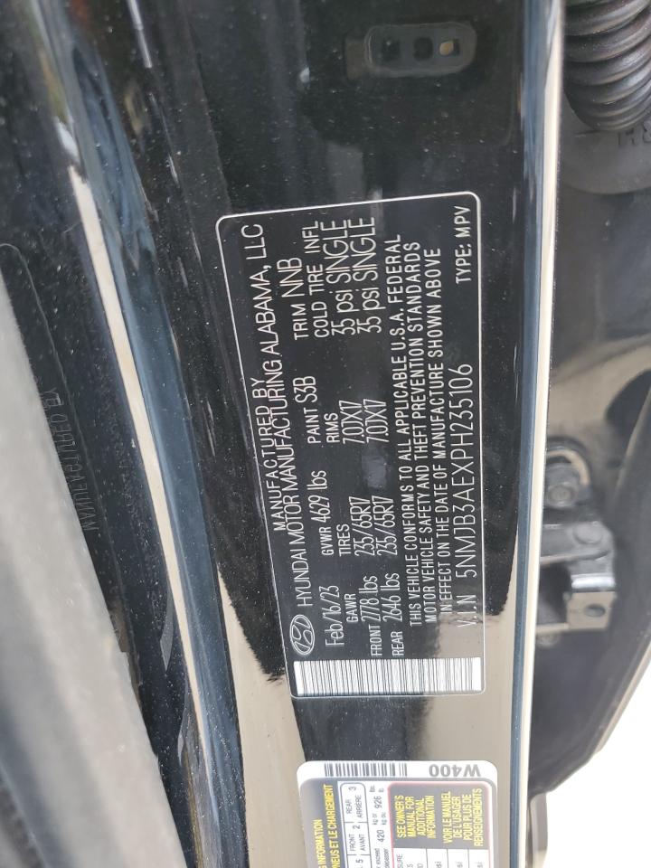 2023 HYUNDAI TUCSON SEL VIN:5NMJB3AEXPH235106