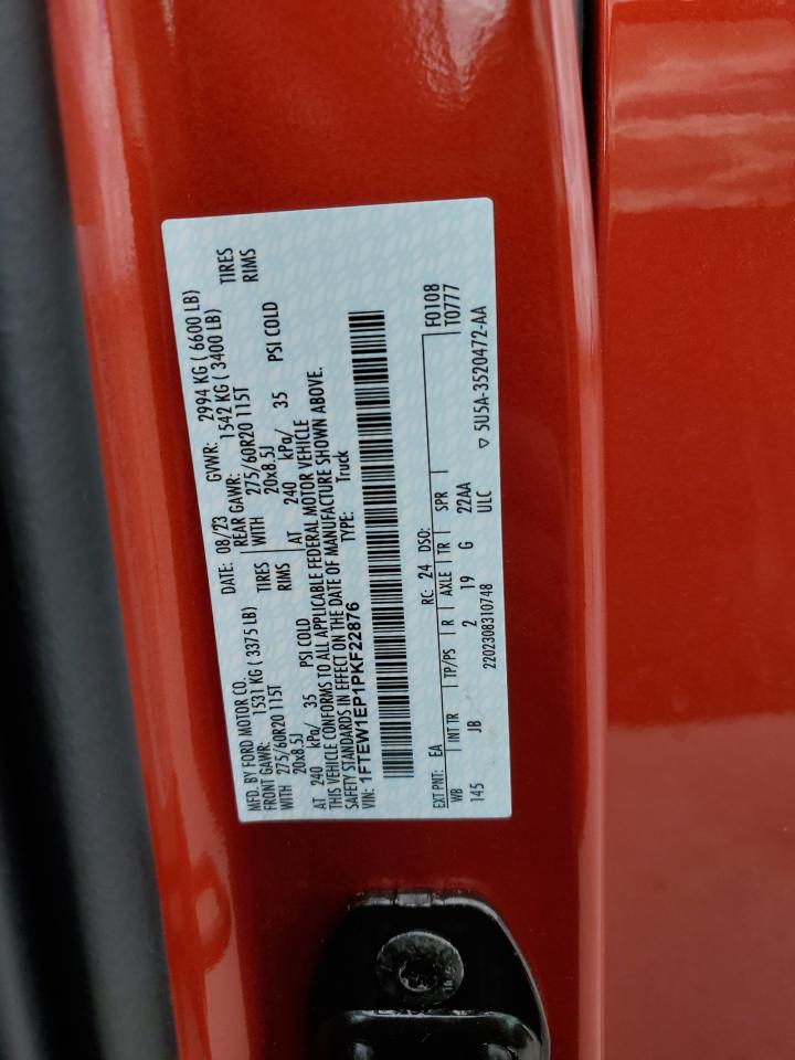 2023 FORD F150 SUPERCREW VIN:1FTEW1EP1PKF22876