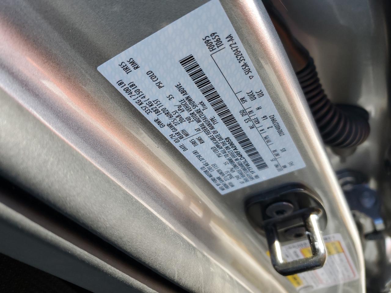 2024 FORD F150 XLT VIN:1FTFW3LD4RFA09058