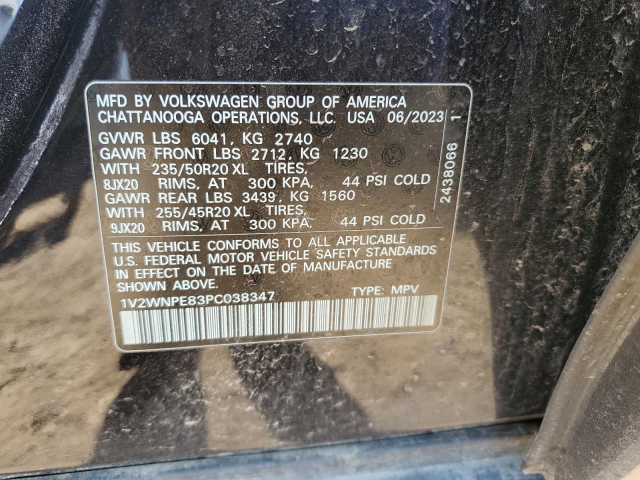 2023 VOLKSWAGEN ID.4 PRO S VIN:1V2WNPE83PC038347