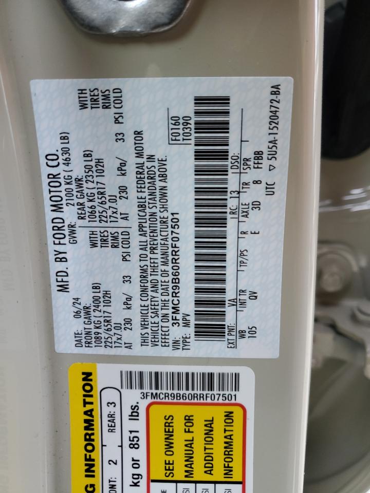 2024 FORD BRONCO SPORT BIG BEND VIN:3FMCR9B60RRF07501