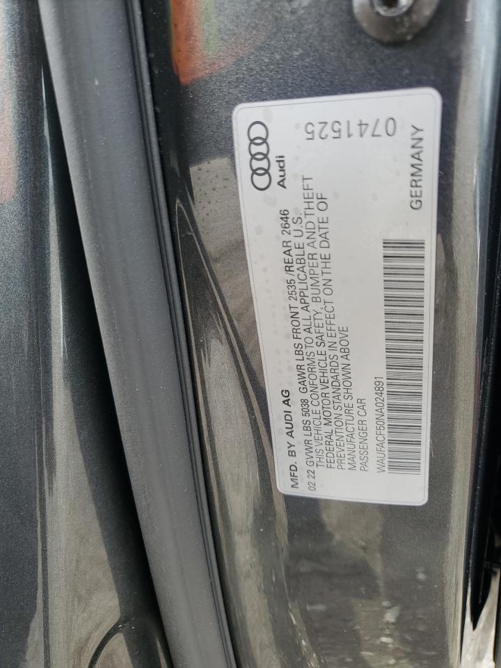 2022 AUDI A5 PREMIUM PLUS 45 VIN:WAUFACF50NA024891