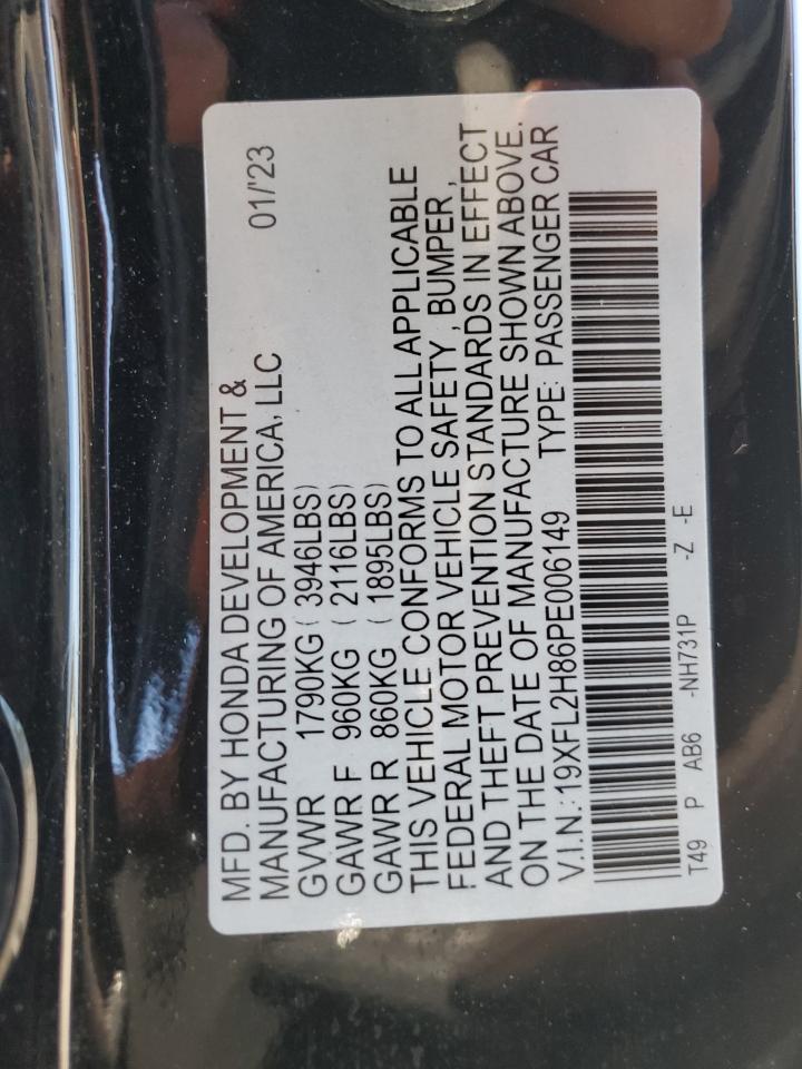2023 HONDA CIVIC SPORT VIN:19XFL2H86PE006149