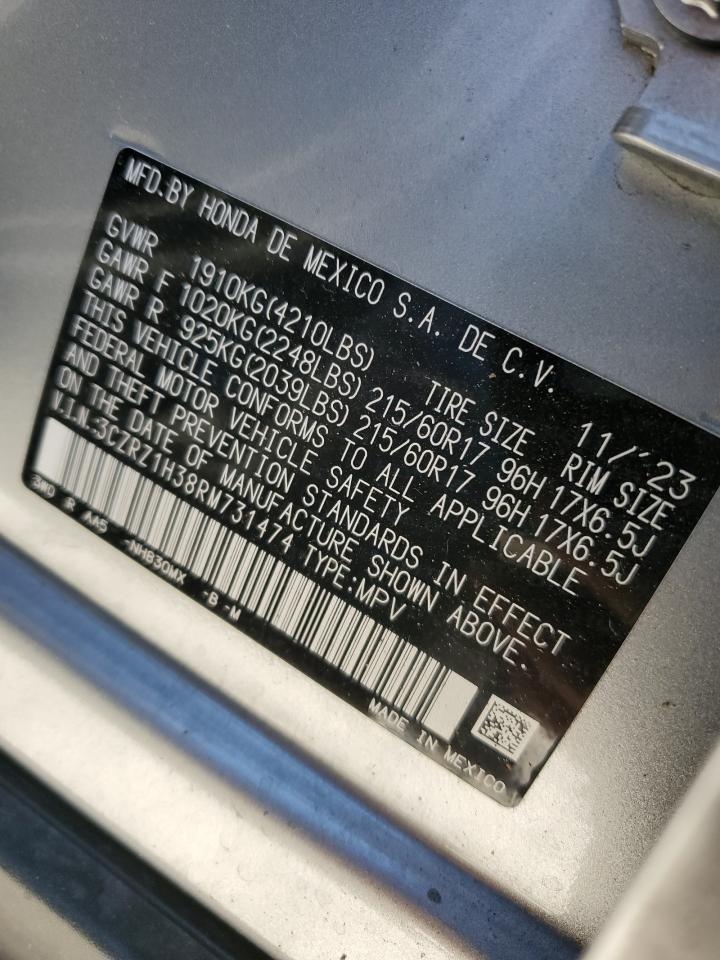 2024 HONDA HR-V LX VIN:3CZRZ1H38RM731474