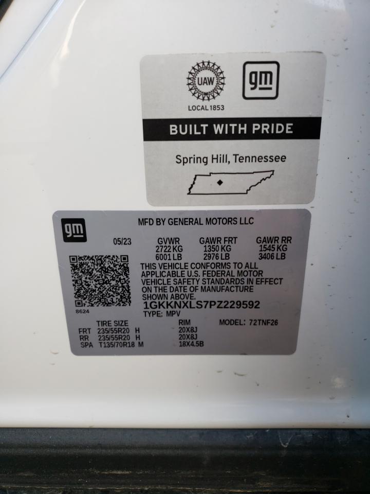 2023 GMC ACADIA DENALI VIN:1GKKNXLS7PZ229592