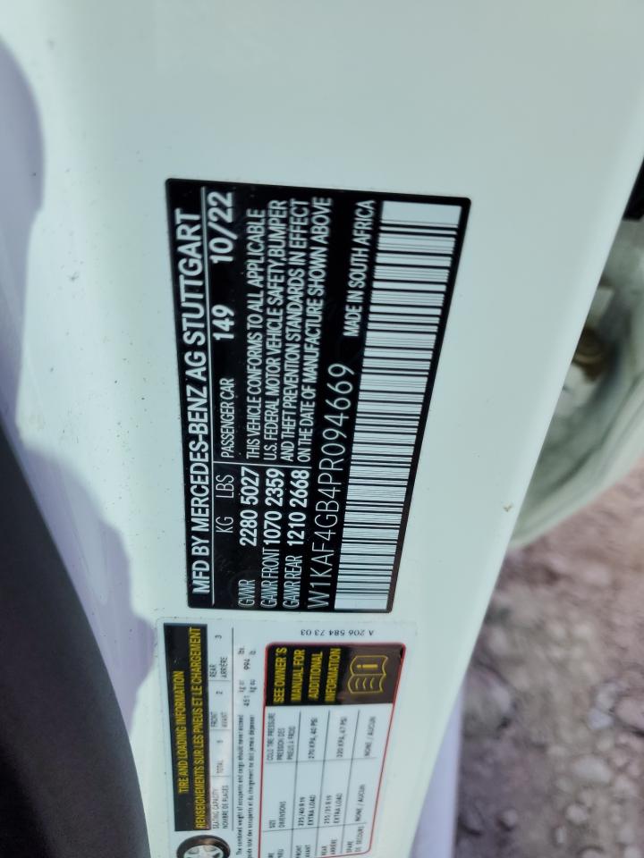 2023 MERCEDES-BENZ C 300 VIN:W1KAF4GB4PR094669