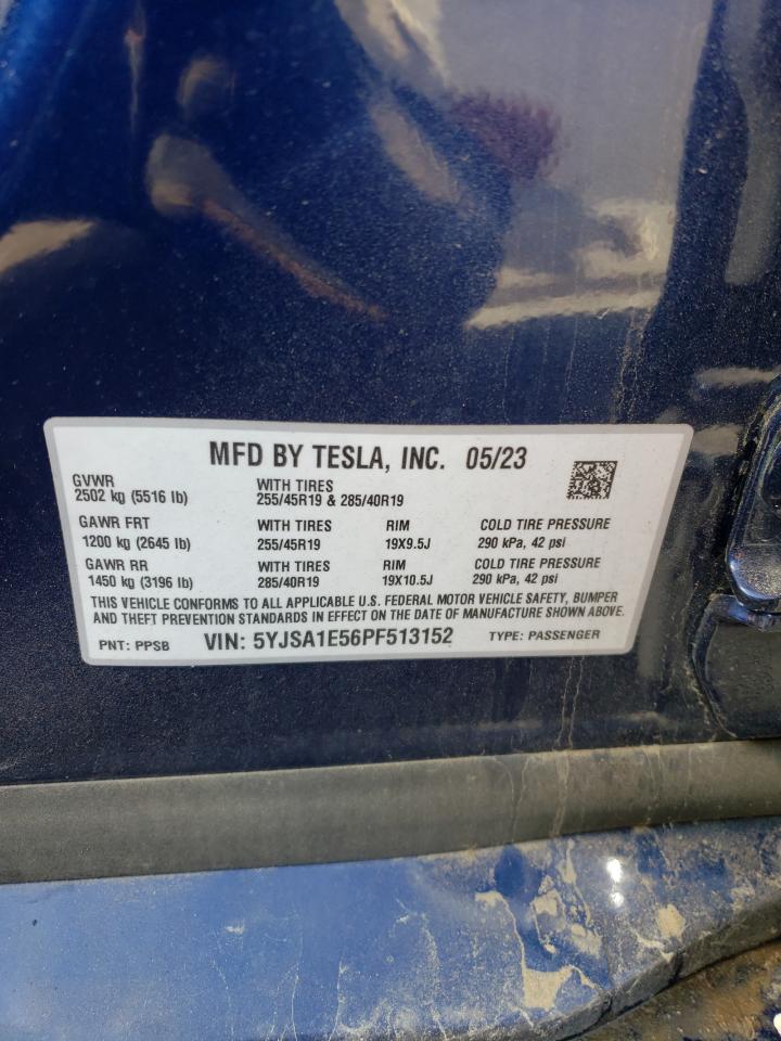 2023 TESLA MODEL S VIN:5YJSA1E56PF513152
