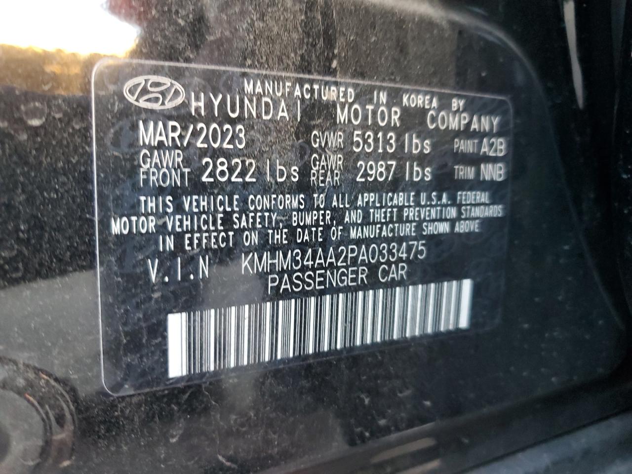 2023 HYUNDAI IONIQ 6 SEL VIN:KMHM34AA2PA033475