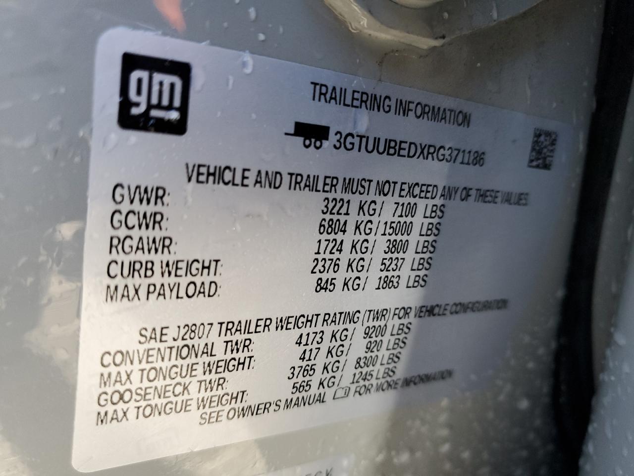 2024 GMC SIERRA K1500 SLE VIN:3GTUUBEDXRG371186