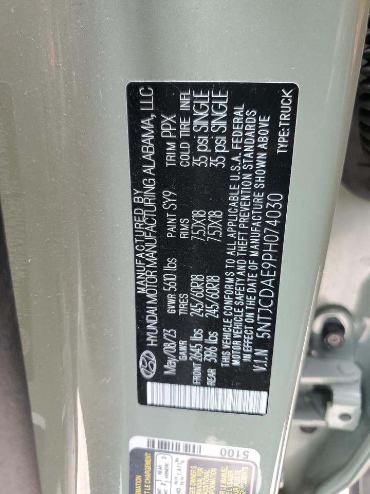 2023 HYUNDAI SANTA CRUZ SEL VIN:5NTJCDAE9PH074030