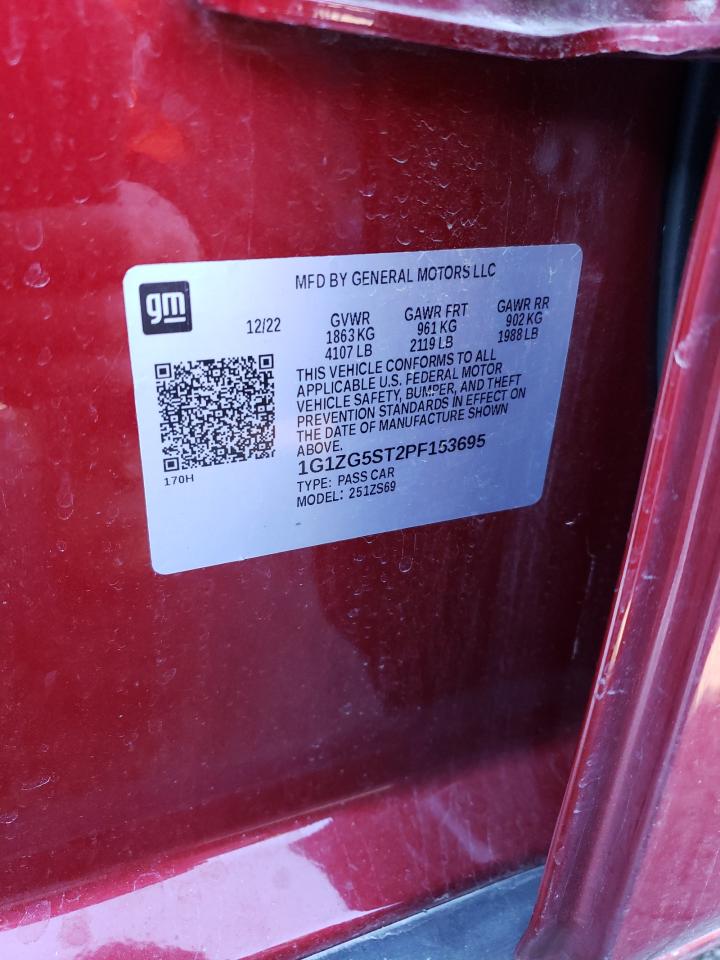 2023 CHEVROLET MALIBU RS VIN:1G1ZG5ST2PF153695