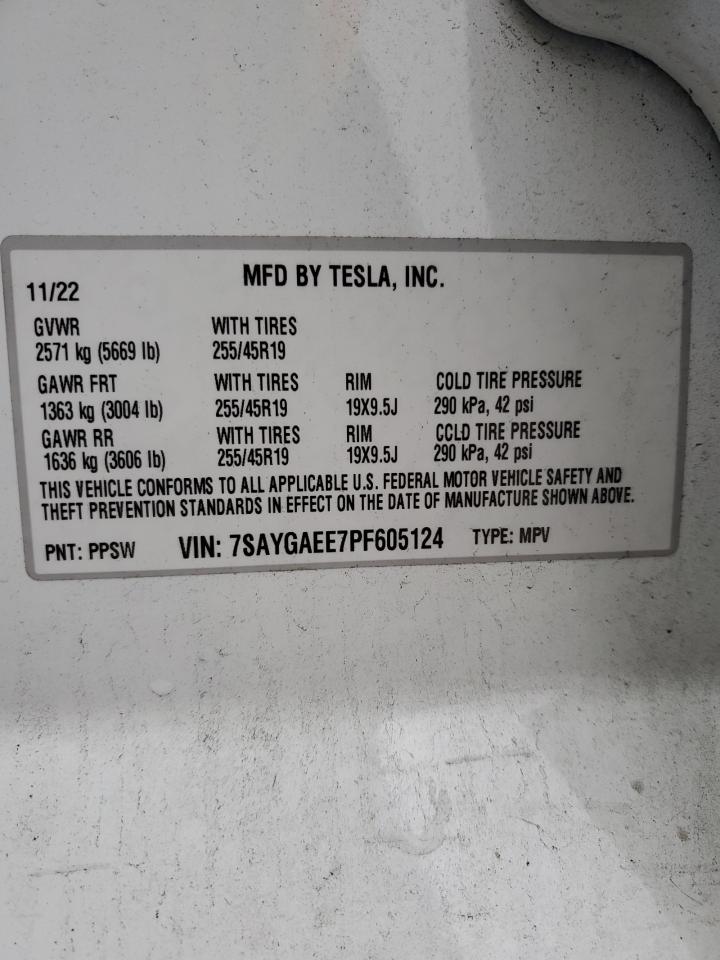 2023 TESLA MODEL Y VIN:4JGDA5HB7CA033556