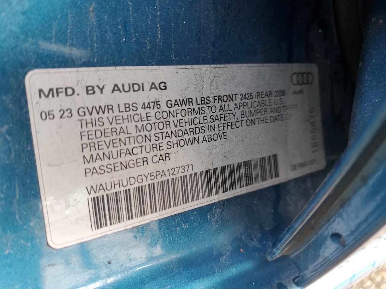 2023 AUDI A3 PREMIUM PLUS VIN:WAUHUDGY5PA127371