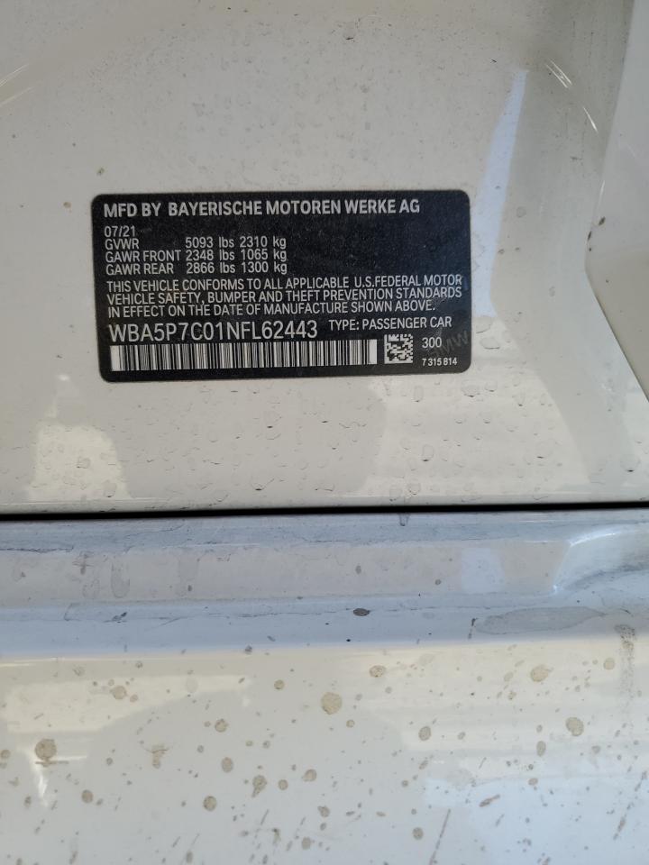 2022 BMW 330E VIN:WBA5P7C01NFL62443