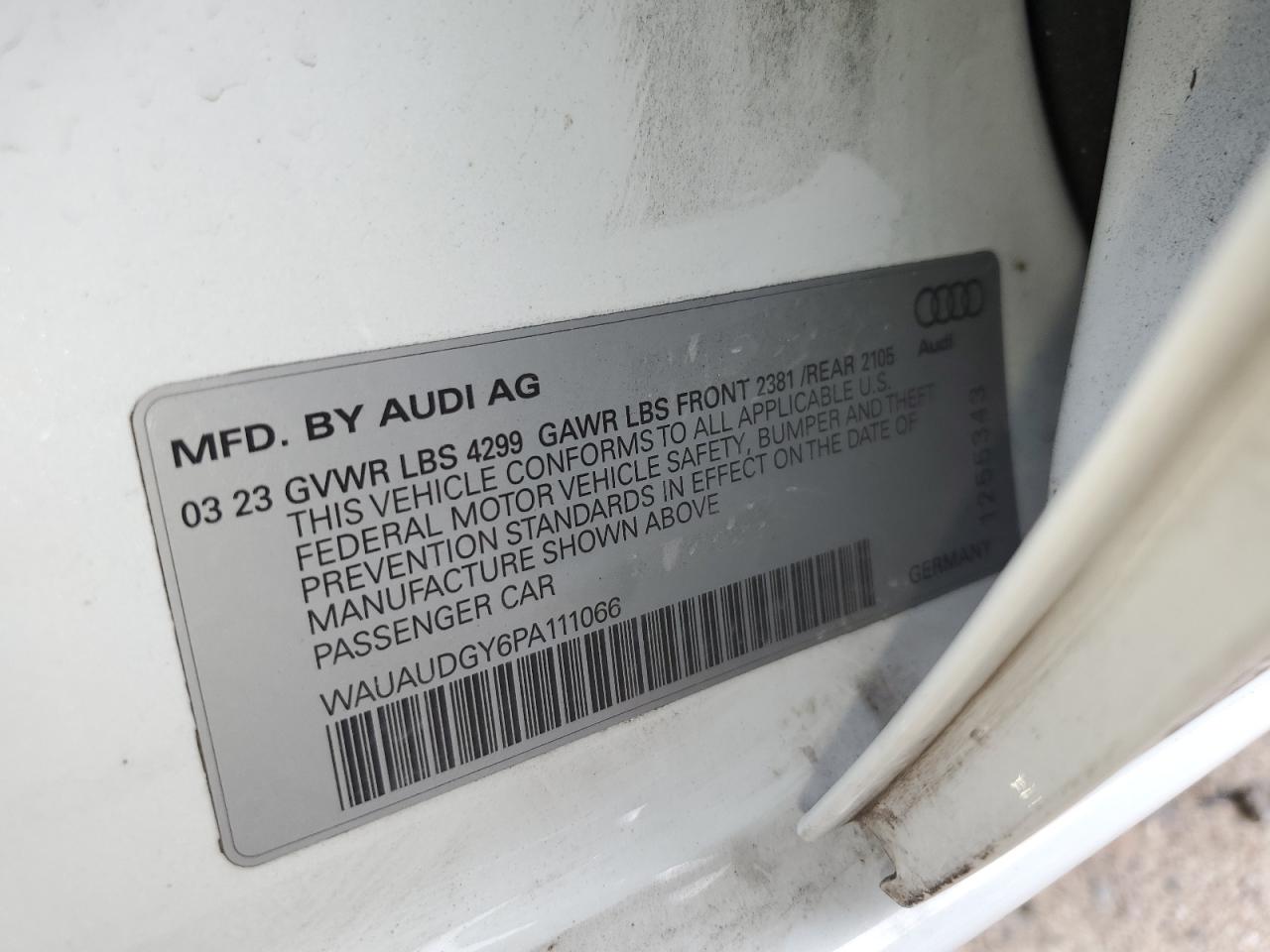 2023 AUDI A3 PREMIUM VIN:WAUAUDGY6PA111066