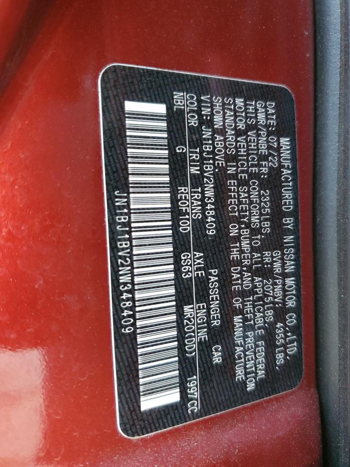 2022 NISSAN ROGUE SPORT SV VIN:JN1BJ1BV2NW348409