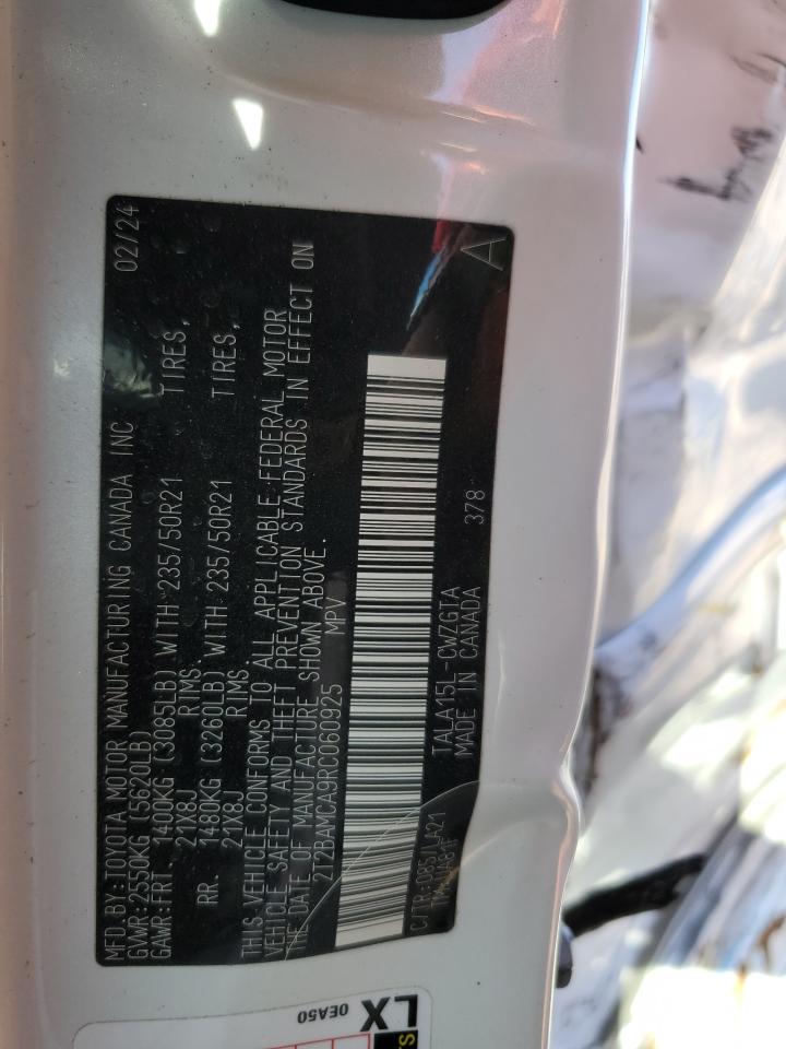 2024 LEXUS RX 350 BASE VIN:2T2BAMCA9RC060925