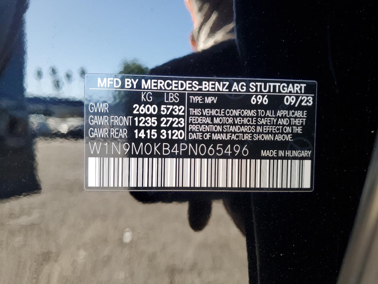 2023 MERCEDES-BENZ EQB 300 4MATIC VIN:W1N9M0KB4PN065496