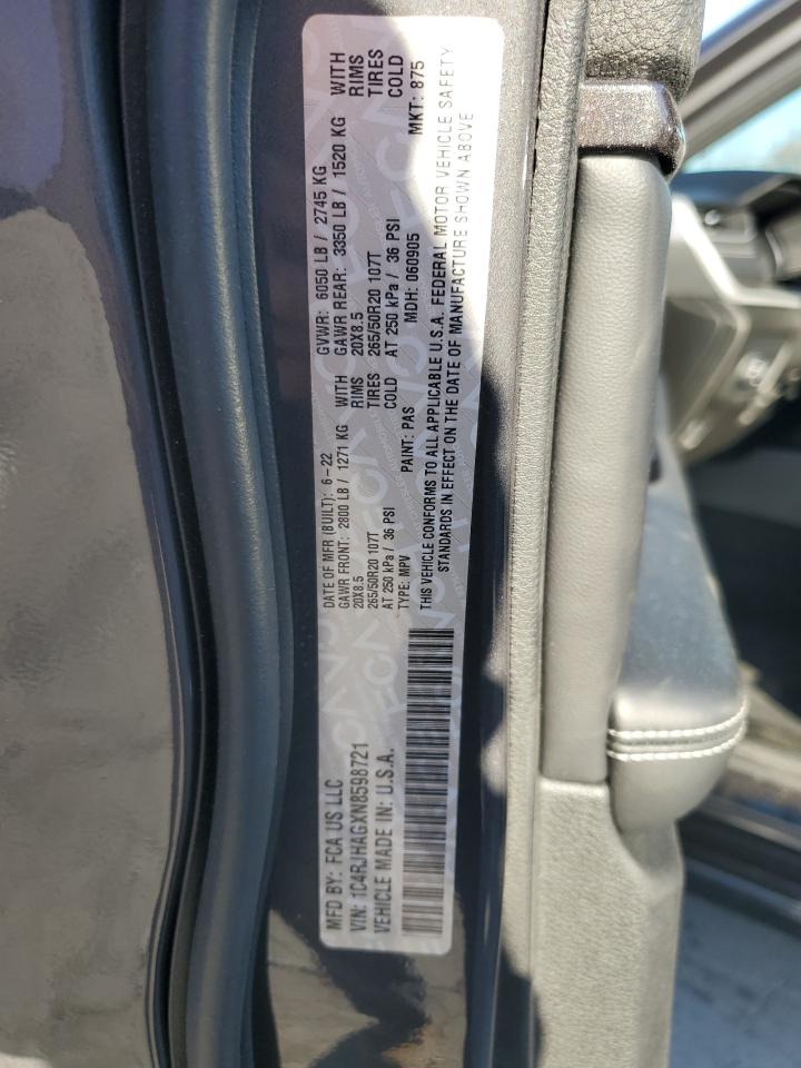 2022 JEEP GRAND CHEROKEE LAREDO VIN:1C4RJHAGXN8598721