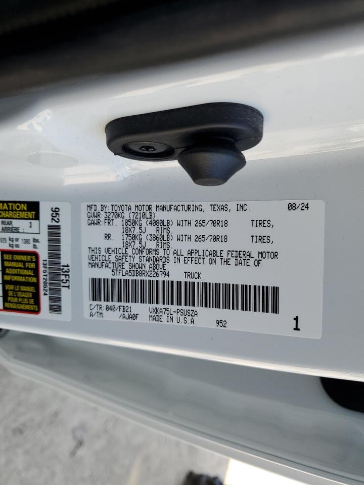 2024 TOYOTA TUNDRA CREWMAX SR VIN:5TFLA5DB8RX226794