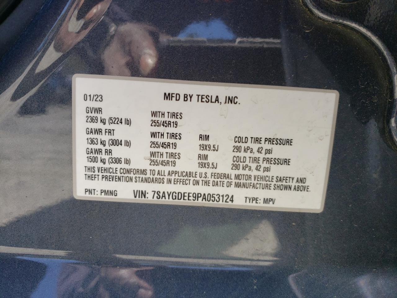 2023 TESLA MODEL Y VIN:7SAYGDEE9PA053124