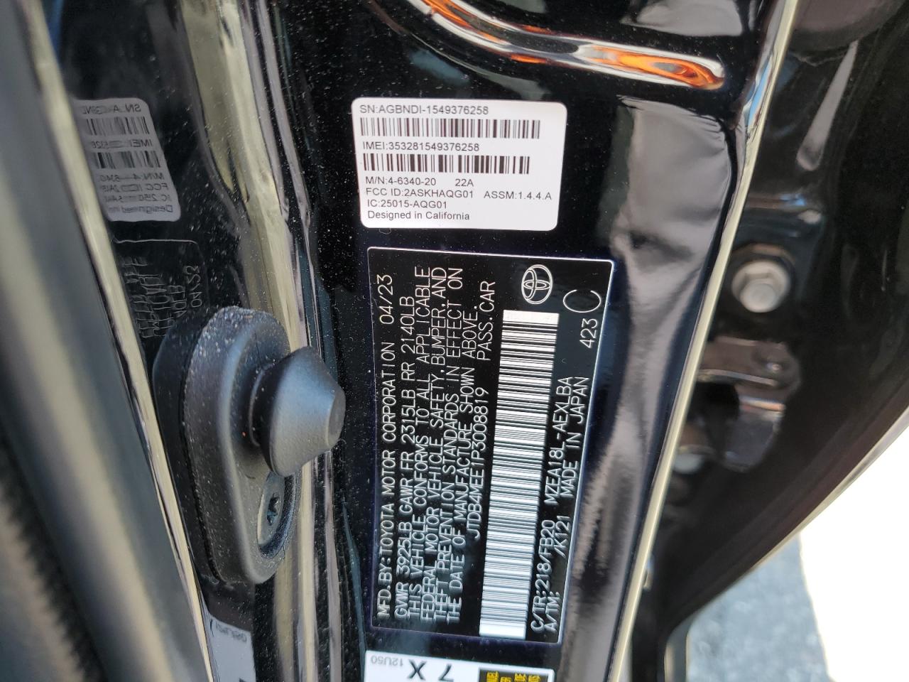 2023 TOYOTA COROLLA LE VIN:JTDB4MEE1P3008819
