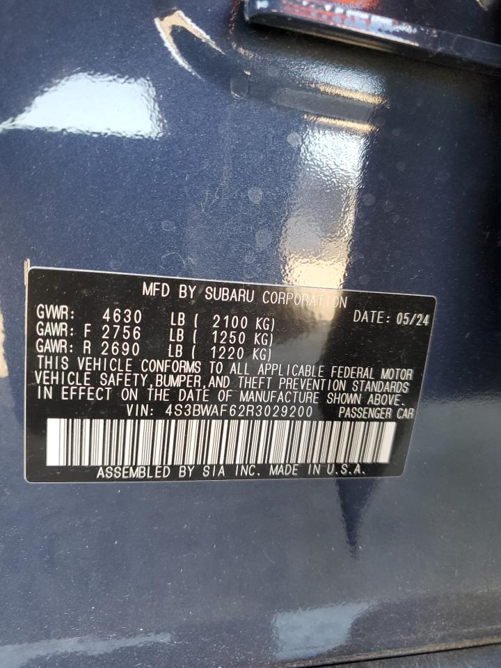 2024 SUBARU LEGACY PREMIUM VIN:4S3BWAF62R3029200