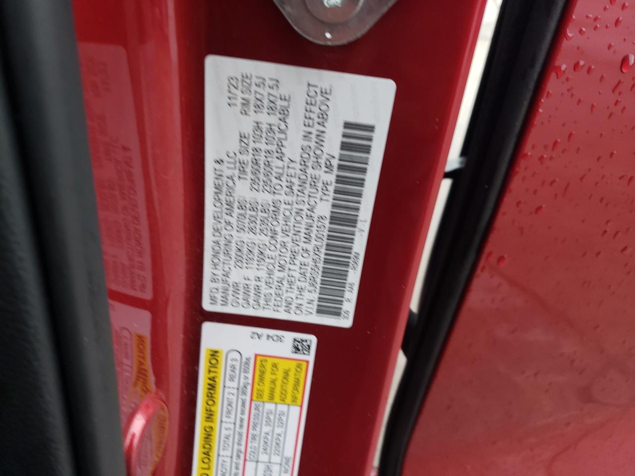 2024 HONDA CR-V SPORT VIN:5J6RS5H5XRL001578