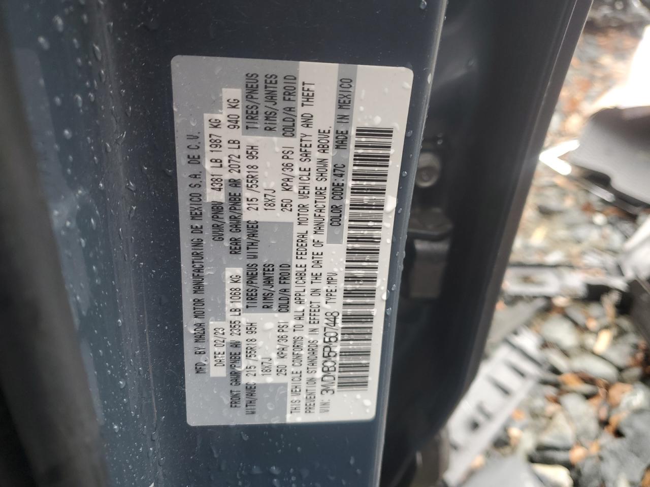 2023 MAZDA CX-30 PREFERRED VIN:3MVDMBCM5PM507448