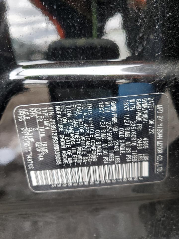 2022 NISSAN ROGUE SV VIN:JN8BT3BB3NW338095