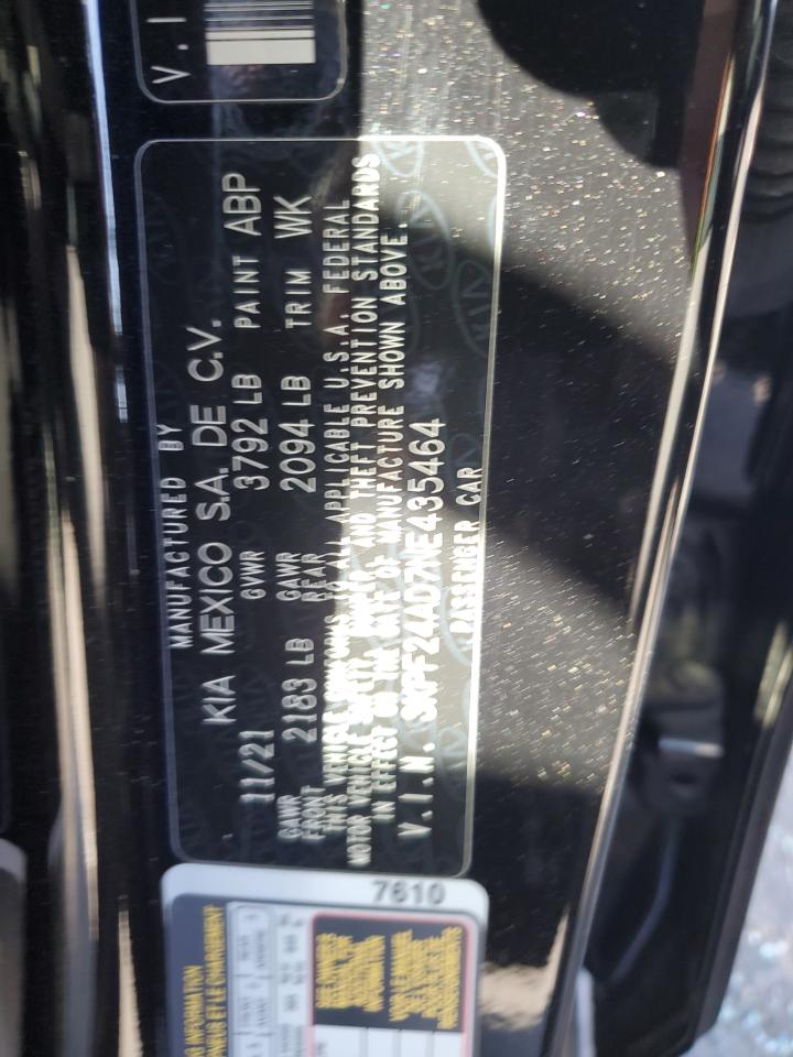 2022 KIA FORTE FE VIN:3KPF24AD7NE435464