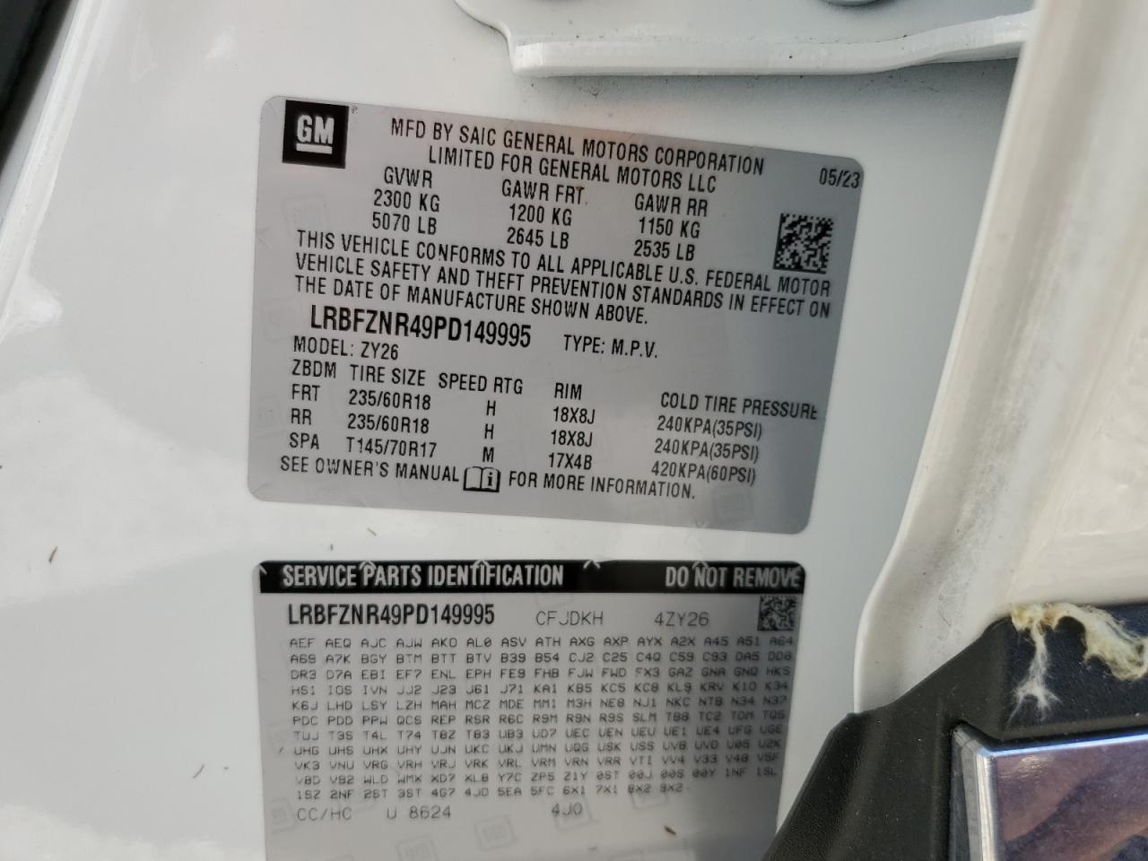 2023 BUICK ENVISION ESSENCE VIN:LRBFZNR49PD149995