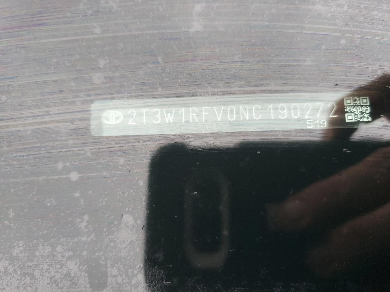 2022 TOYOTA RAV4 XLE VIN:2T3W1RFV0NC190272