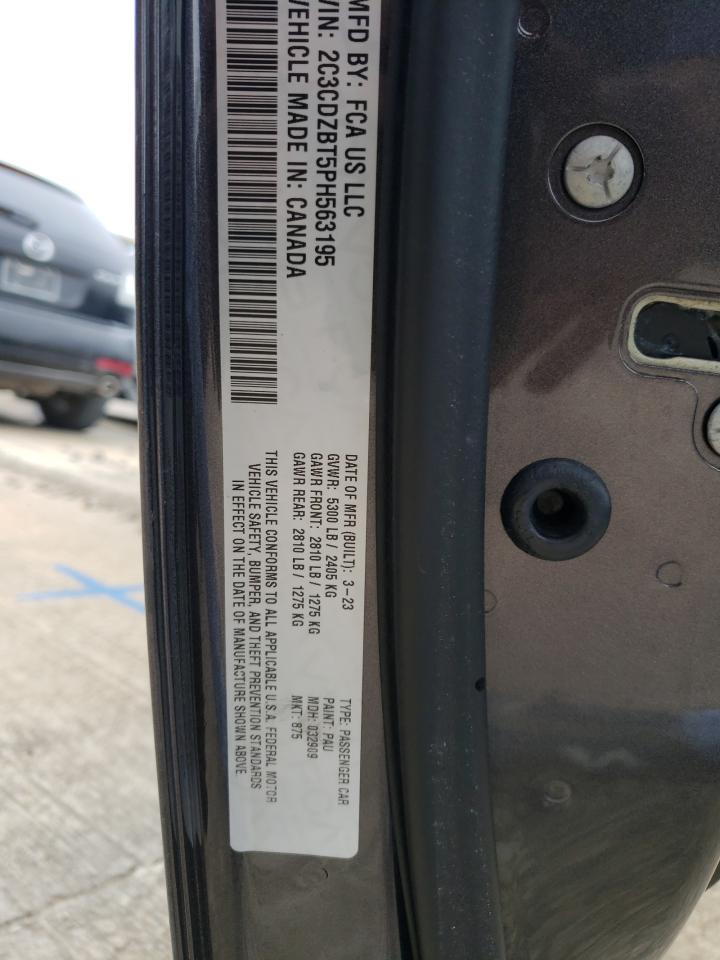 2023 DODGE CHALLENGER R/T VIN:2C3CDZBT5PH563195