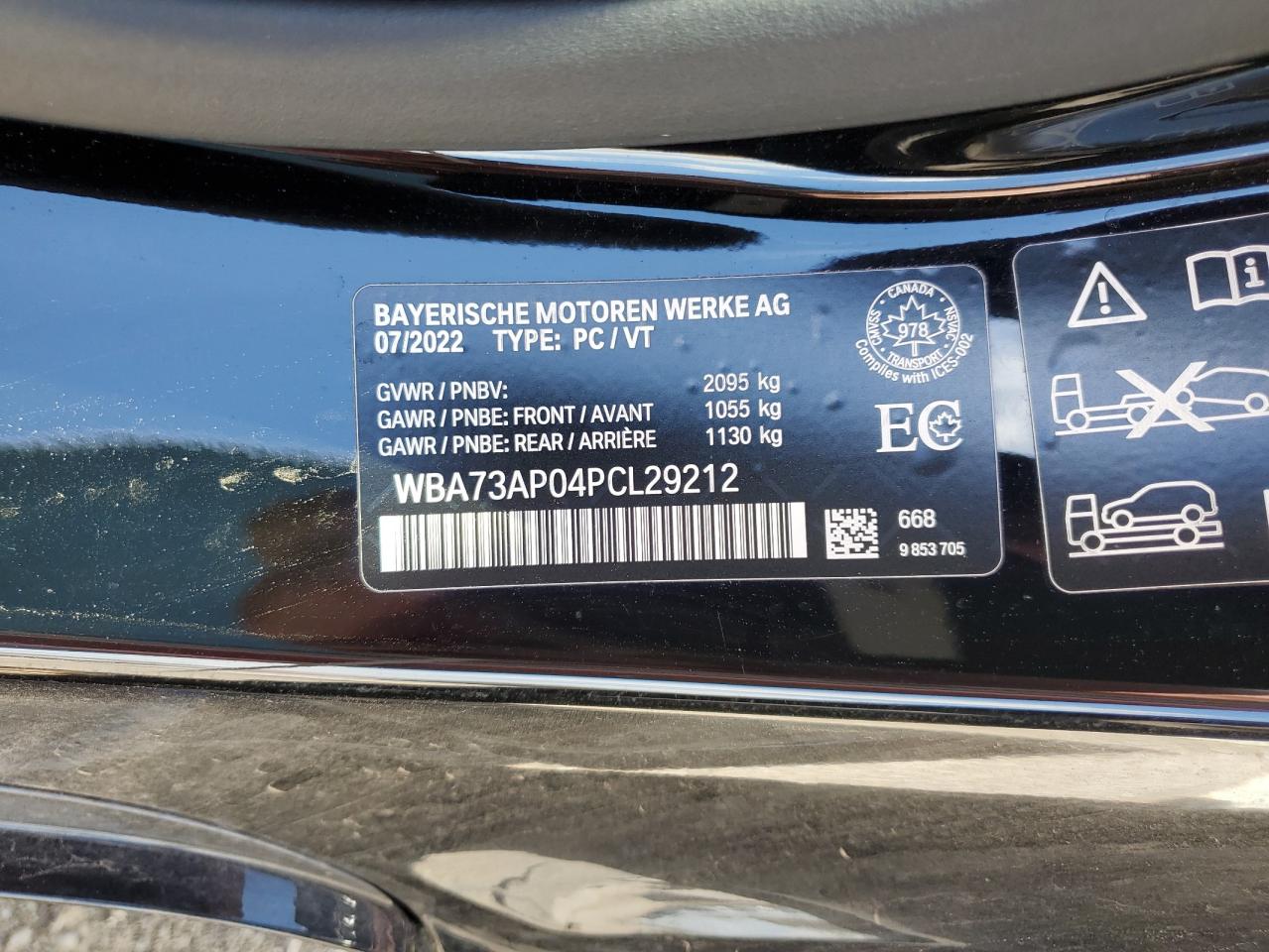 2023 BMW 430XI VIN:WBA73AP04PCL29212