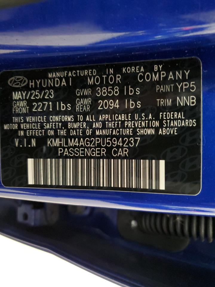 2023 HYUNDAI ELANTRA SEL VIN:KMHLM4AG2PU594237