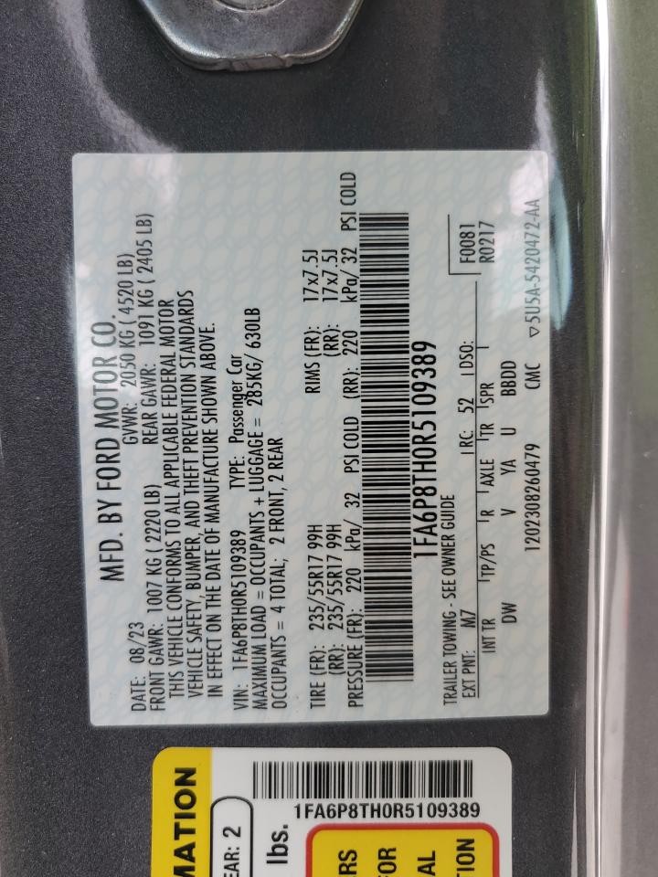 2024 FORD MUSTANG VIN:1FA6P8TH0R5109389